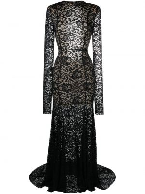 Прозрачна вечерна рокля с дантела Rotate черно