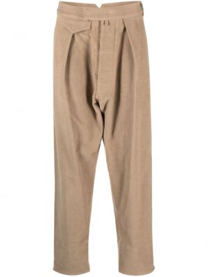 Plisované bavlněné rovné kalhoty Moschino béžové