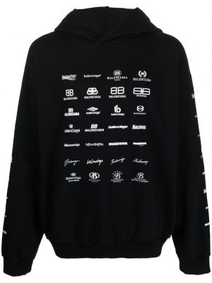 Raštuotas džemperis su gobtuvu Balenciaga juoda