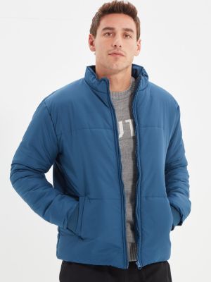 Állógalléros kabát Trendyol kék