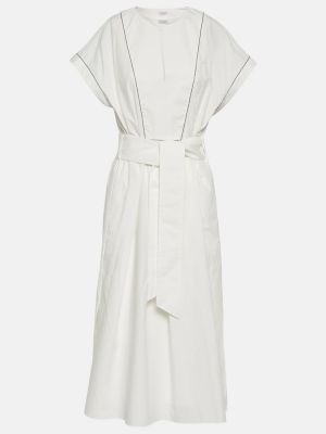 Pamučna midi haljina Brunello Cucinelli bijela