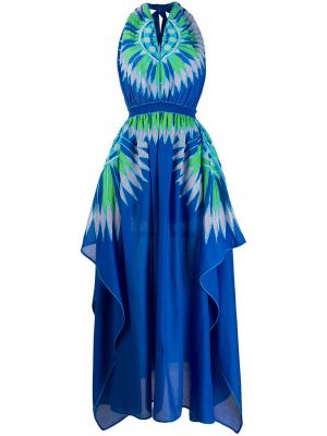 Vestido de cóctel con estampado con estampado abstracto asimétrico Emilio Pucci azul