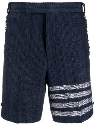 Pantaloni scurți cu dungi din tweed Thom Browne albastru