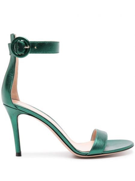 Kožne sandale s remenčićima Gianvito Rossi zelena