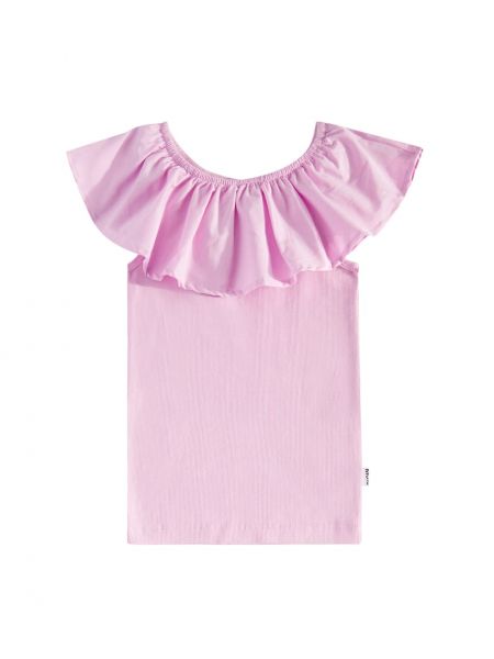 Ruffle bomull topp for jenter Molo rosa