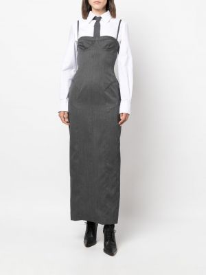 Vlněné pouzdrové šaty Thom Browne šedé