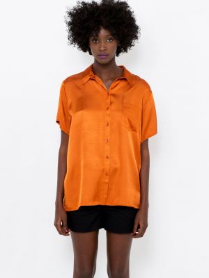 Saténová košeľa Camaieu oranžová