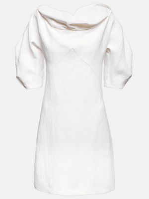 Ленена рокля тип трапец Jil Sander бяло