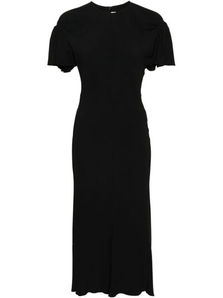 Krepové dlouhé šaty Victoria Beckham čierna