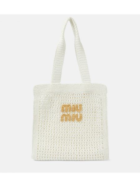 Τσάντα shopper Miu Miu λευκό