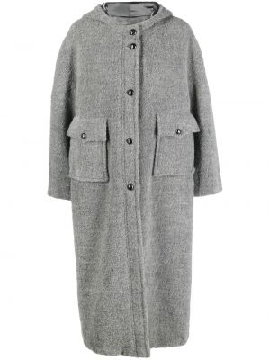 Μάλλινο παλτό με κουκούλα Emporio Armani γκρι