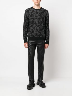 Jedwabny sweter wełniany Philipp Plein czarny