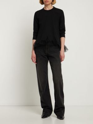 Tylové džerzej bavlnené tričko Noir Kei Ninomiya čierna