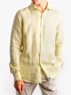 Camisa de lino slim fit Wickett Jones amarillo