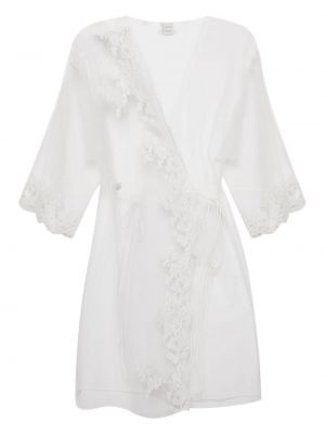 Φόρεμα με διαφανεια με δαντέλα Carine Gilson λευκό
