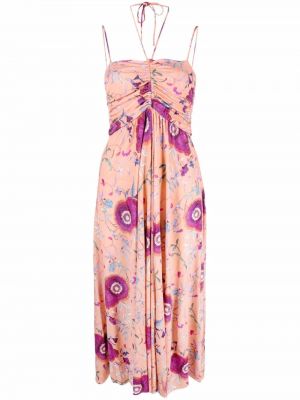 Viskózové midi šaty s potiskem Isabel Marant - růžová