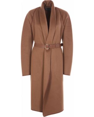 Кашемировое пальто с поясом Salvatore Ferragamo, коричневое