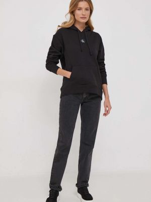 Bluza z kapturem bawełniana oversize Calvin Klein Jeans czarna