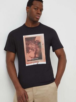 Bavlněné tričko s potiskem Calvin Klein černé