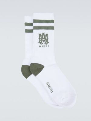 Pruhované bavlněné ponožky Amiri bílé