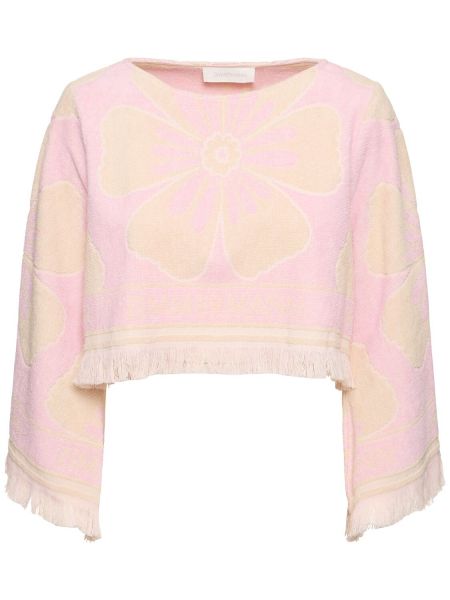 Pitkähihainen puuvilla crop top Zimmermann pinkki