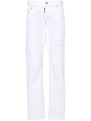 Bavlnené džínsy s rovným strihom Dsquared2 biela