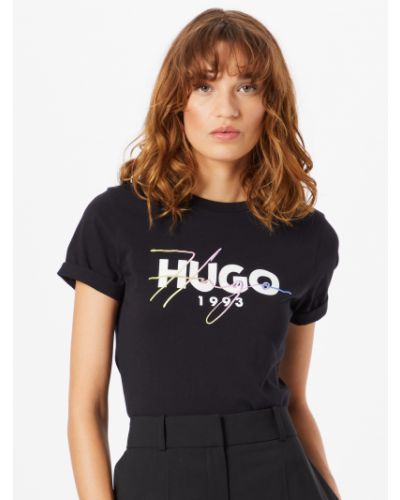 T-shirt slim à motif mélangé Hugo noir