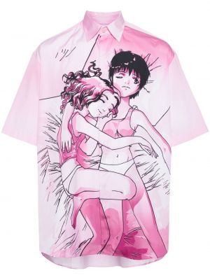 Βαμβακερό πουκάμισο με σχέδιο Vetements ροζ