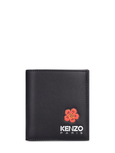 Cartera de cuero con estampado Kenzo Paris negro