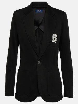 Bavlněné sako s výšivkou Polo Ralph Lauren černé