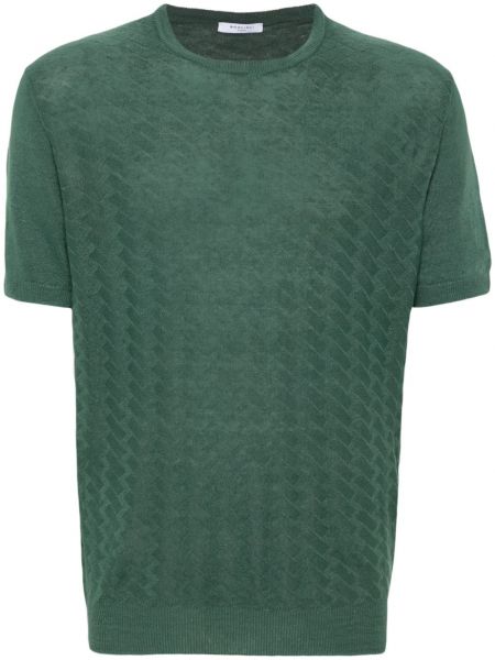 Pletena lanena majica Boglioli zelena