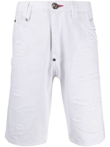 Pantaloni scurți din denim Philipp Plein alb