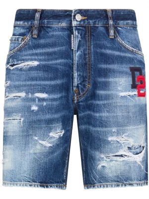 Obrabljene kratke jeans hlače Dsquared2 modra