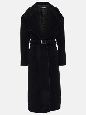 Vlněný kabát z alpaky Tom Ford černý