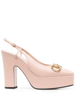 Полуотворени обувки на платформе Gucci розово