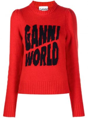 Пуловер Ganni червено