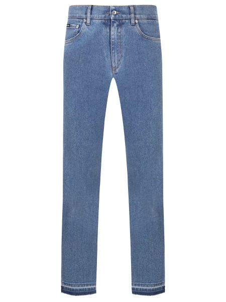 Хлопковые джинсы скинни слим Dolce & Gabbana голубые