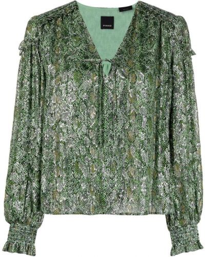 Блузка с V-образным вырезом с завязками Pinko, зеленый