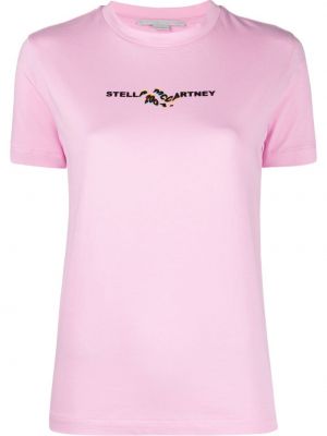 Raštuotas medvilninis marškinėliai Stella Mccartney rožinė