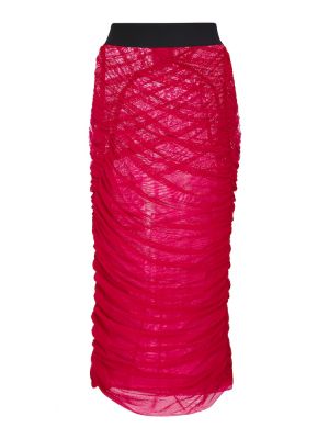 Midi sukně se síťovinou Dries Van Noten růžové