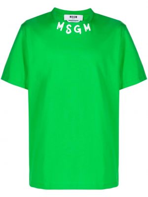 Bombažna majica s potiskom Msgm zelena