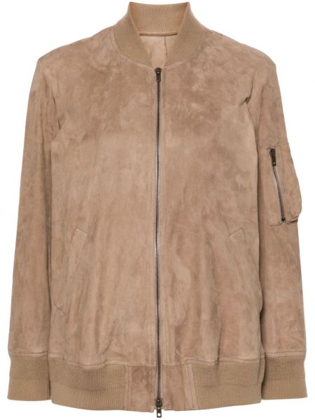 Duga jakna od brušene kože Salvatore Santoro smeđa
