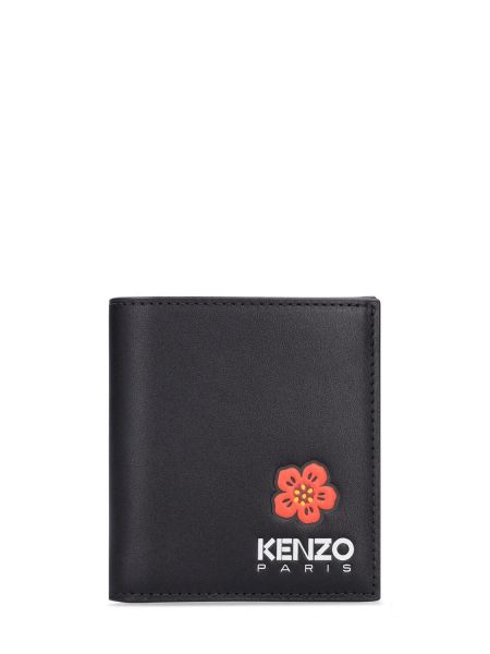 Portefeuille en cuir à imprimé Kenzo Paris noir