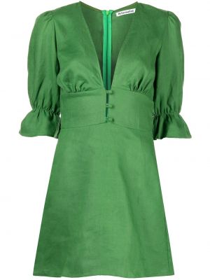 Ленена коктейлна рокля Reformation зелено