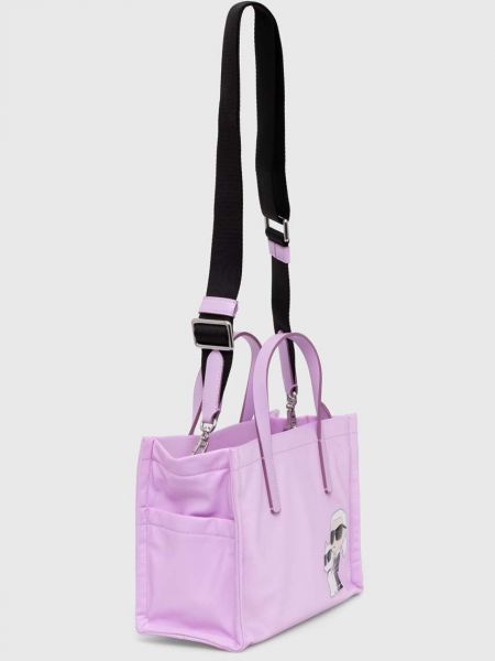 Nylonowa torba na ramię Karl Lagerfeld fioletowa