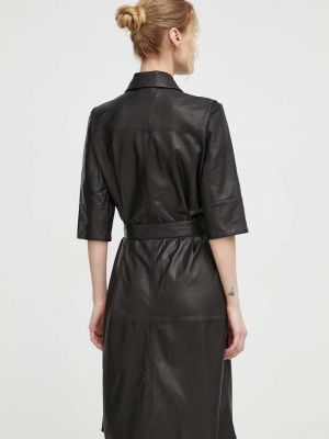 Kožené mini šaty Bruuns Bazaar černé