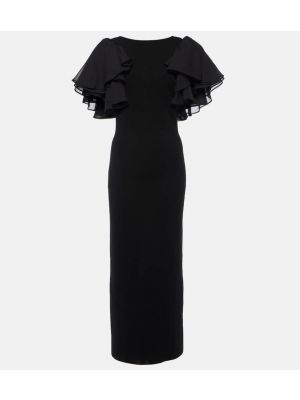 Вълнена миди рокля Chloé Черно