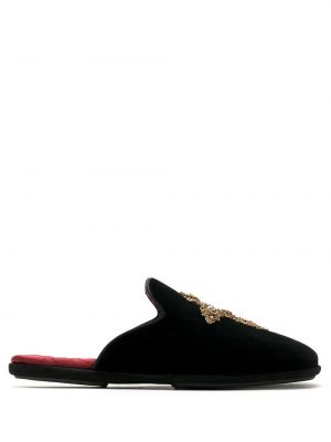 Zamatové domáce papuče Dolce & Gabbana čierna