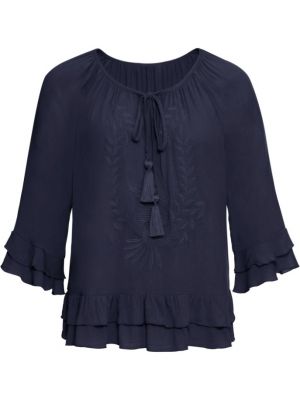 Туника-блузка с вышивкой Bodyflirt синяя