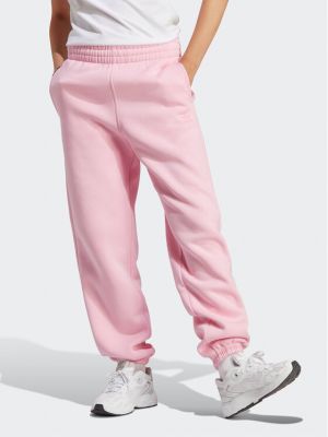 Pantaloni sport din fleece Adidas roz